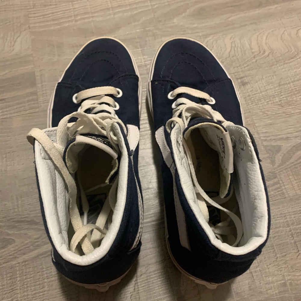 Blue And White Suede Vans Hi Tops - Picture 3 of 9